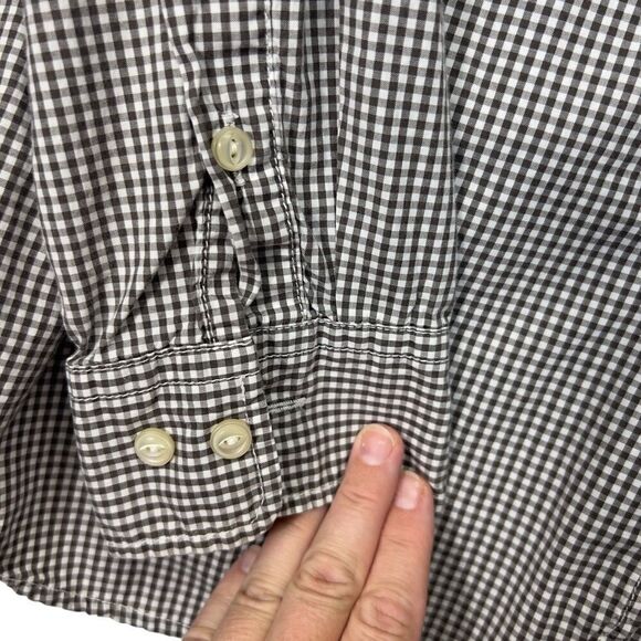 Lauren Ralph Lauren Button Up Top Womens  Size M Plaid Flip Cuff Black green tag - Picture 7 of 16